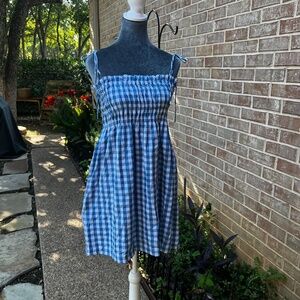 Impressions NWT blue checked Gingham sun dress size S  W043